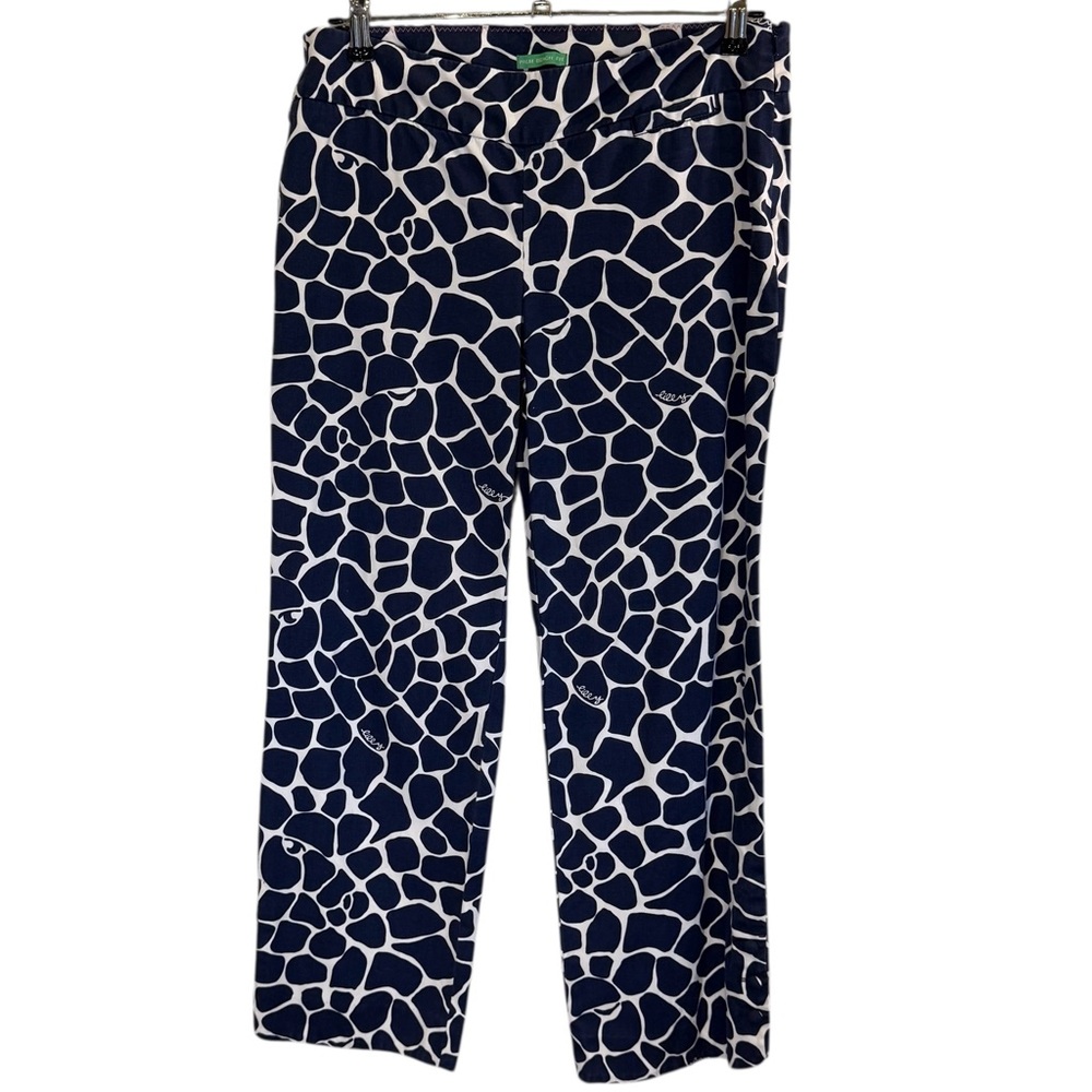Lilly Pulitzer Women’s Preppy Whimsical Navy and White Giraffe Print Crop Pants